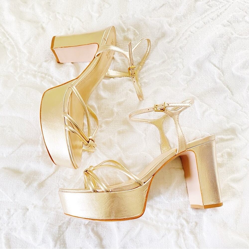 Schutz Gold Kelsie Platform Heels